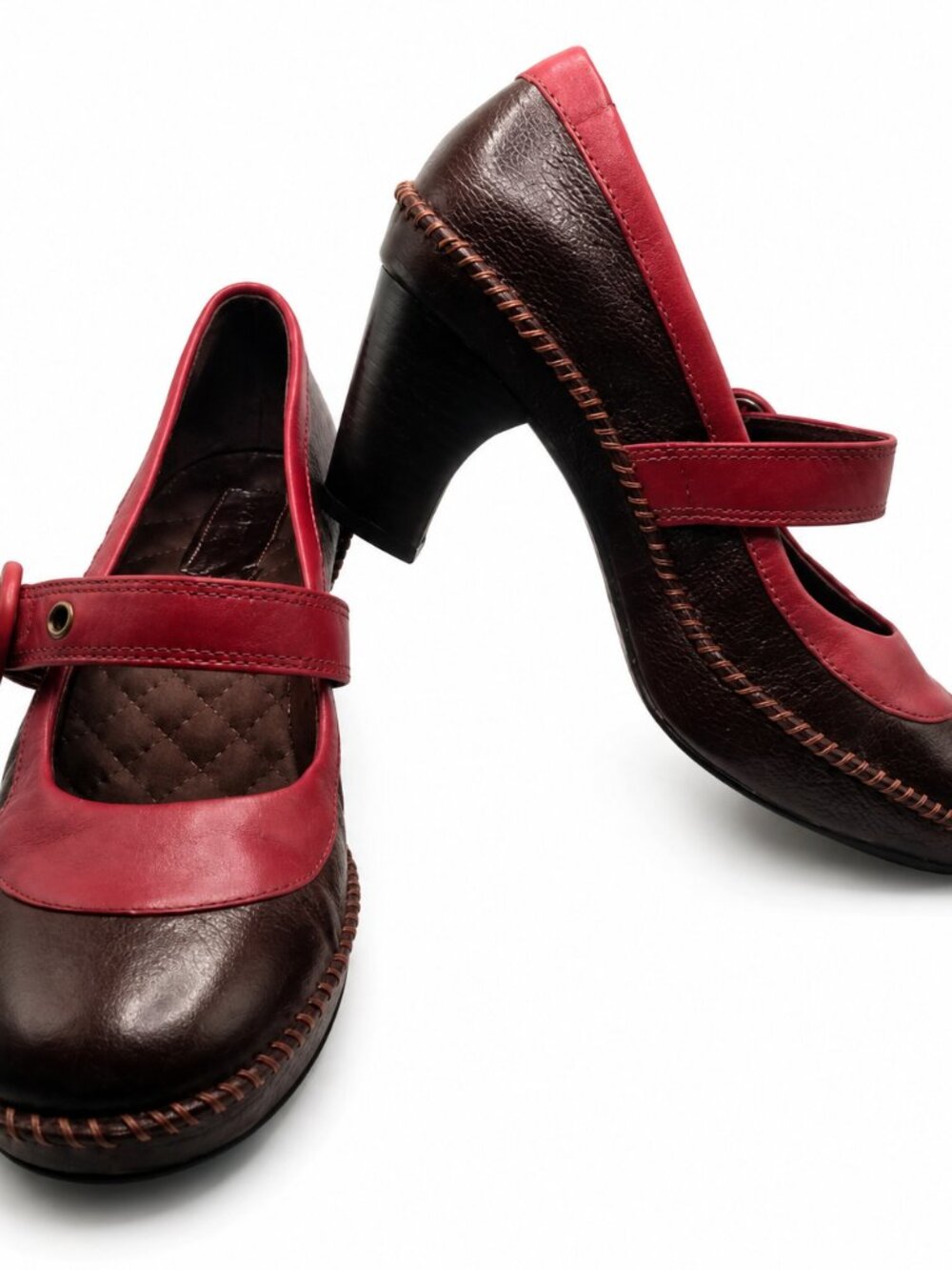 Indigo by Clarks Oxblood Leather Mary Jane Heels 8.5M